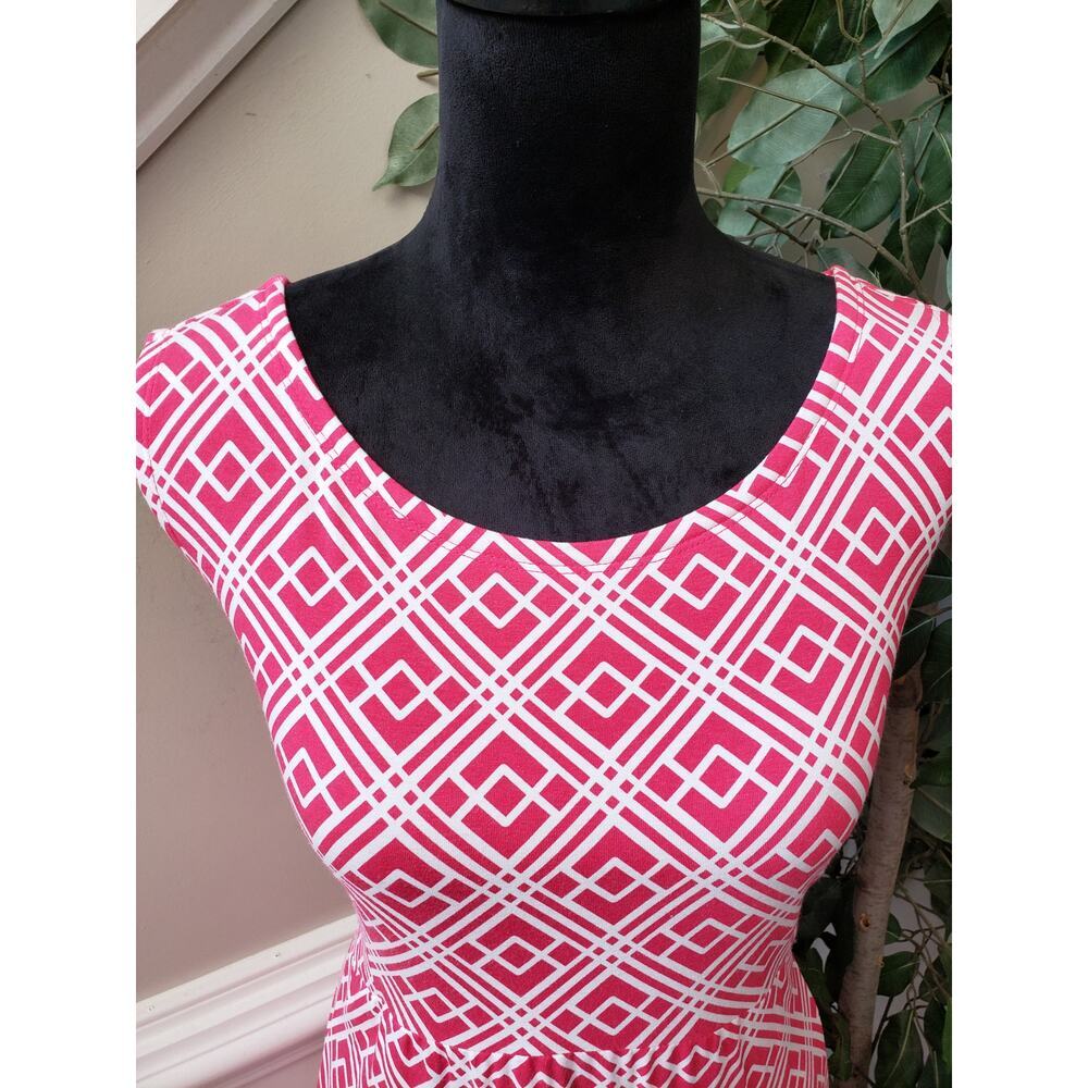JM Collection Shift Dress Womens XL Pink White Geometric Round Neck Pullover - Picture 10 of 11